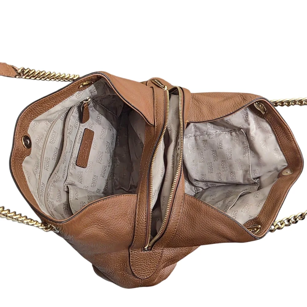 Michael Kors Tan Leather Shoulder Bag with Gold Accents